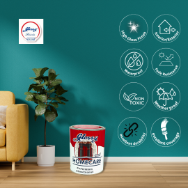Glossy 1001 Homecare PU Premium High Gloss Ultra White Enamel Wall Paint  (1000 ml)