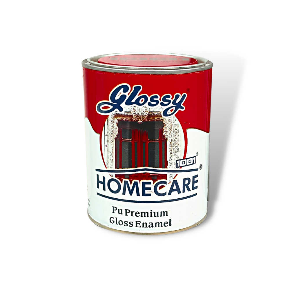 Glossy 1001 Homecare PU Premium High Gloss Ultra White Enamel Wall Paint  (1000 ml)