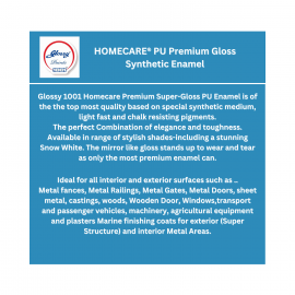 Glossy 1001 Homecare PU Premium High Gloss Ultra White Enamel Wall Paint  (1000 ml)