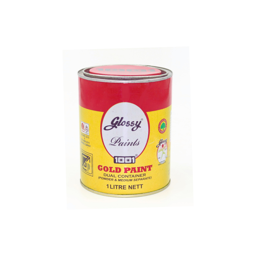 1001 HIGH QUALITY GOLD PAINT DUAL PACK (POWDER & MEDIUM SEPARATE) WITH SMOOTH FINISH Golden Enamel Wall Paint  (1 L)